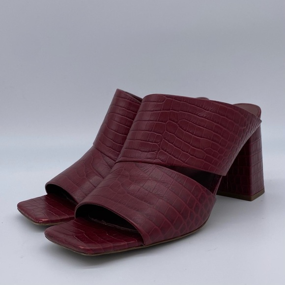 Vince Nelda Cutout Croc Leather Mules in Chianti - Picture 3 of 11